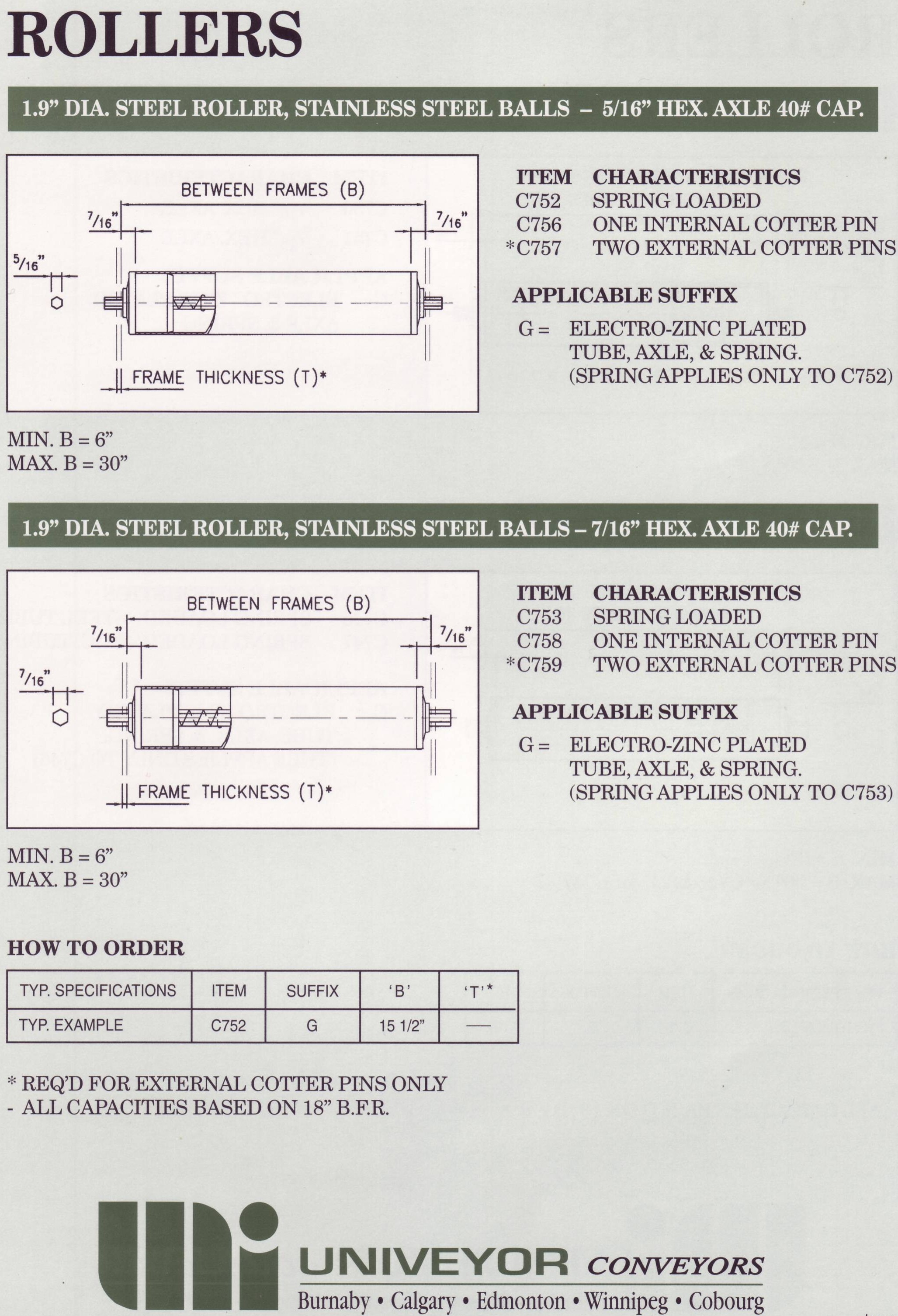 Rollers C752 to C759